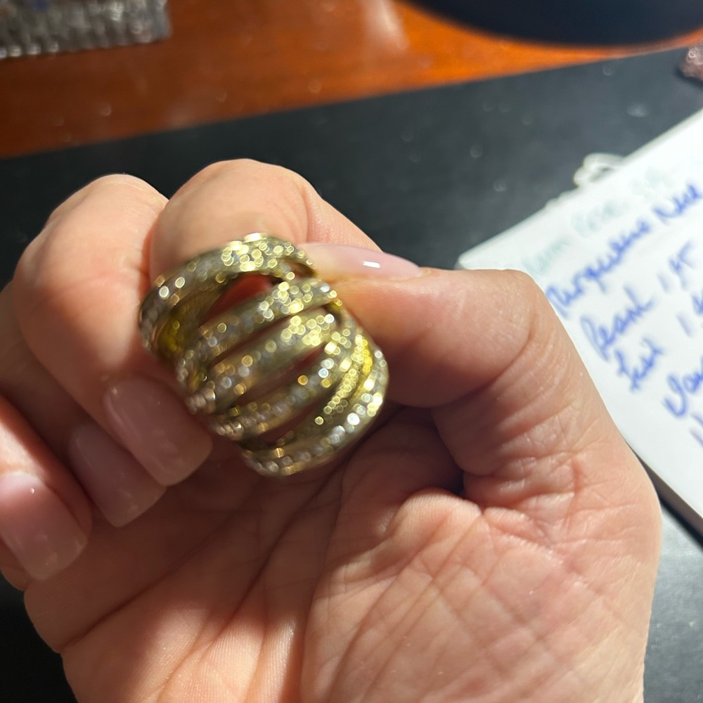 Stackable Gold Tone, Cz Ring Seven Layers And One… - image 4